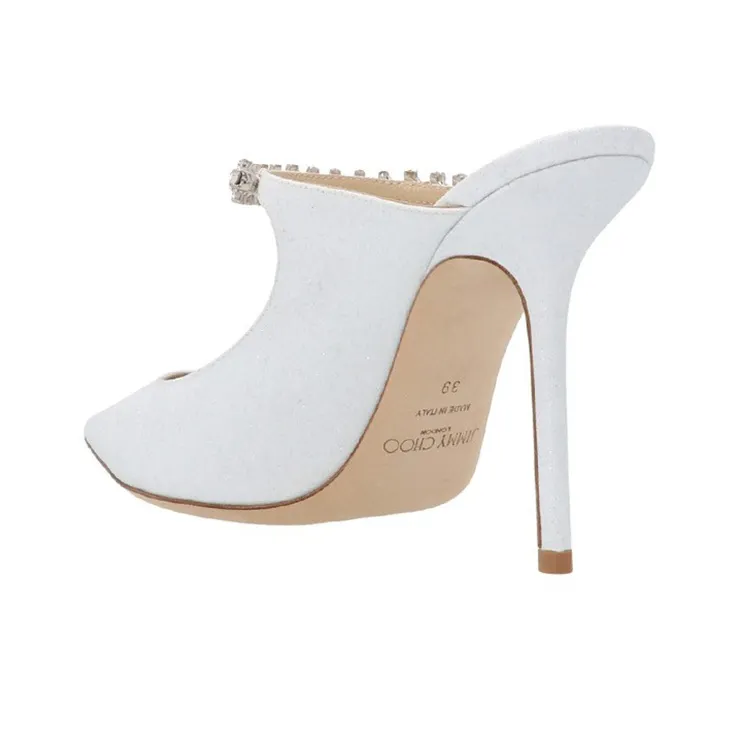 Jimmy Choo Bing Abrasion Resistant Closed Toe Slippers Women's White-3