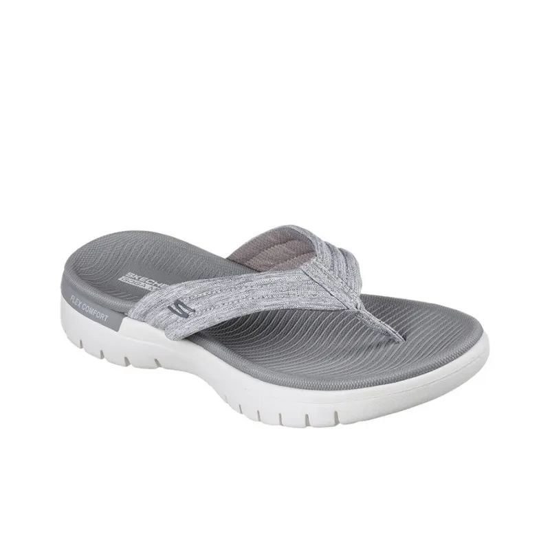 Skechers On-The-GO Fle Rubber Sole Flip Flops Women's Gray White-2
