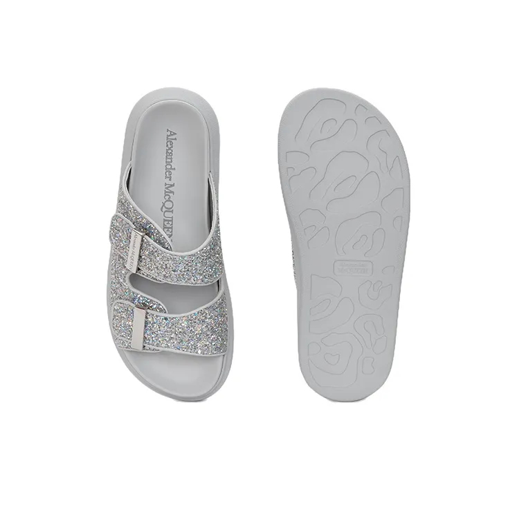 Alexander McQueen Hybrid Slide Slippers Women's Silver-3