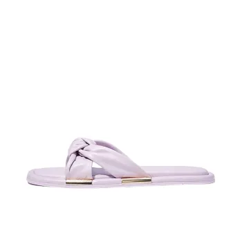 COACH Rubber Sole Leather Patchwork Slide Slippers Women's Purple