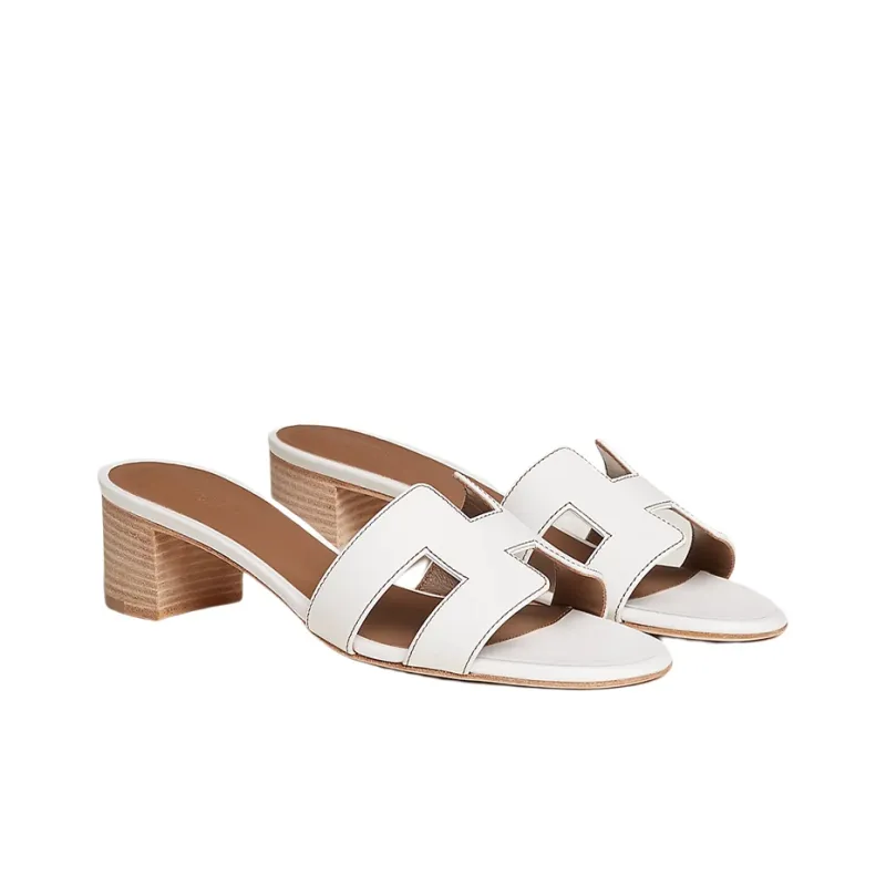 HERMES Oasis Stylish Sandal 5cm Women's White-2