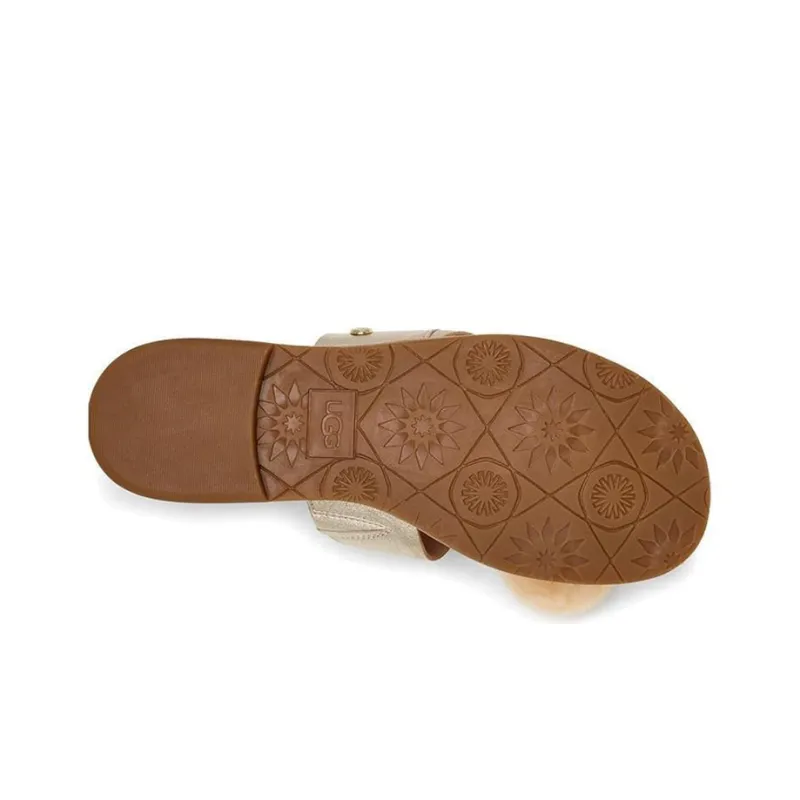 UGG Hadlee Metallic Gold Color Slippers Women's-4