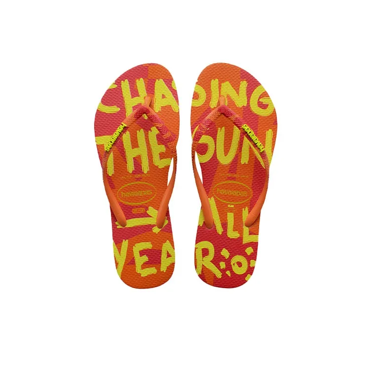 Havaianas Slim Summer Rubber Sole Slide Slippers Women's Pumpkin Orange-2