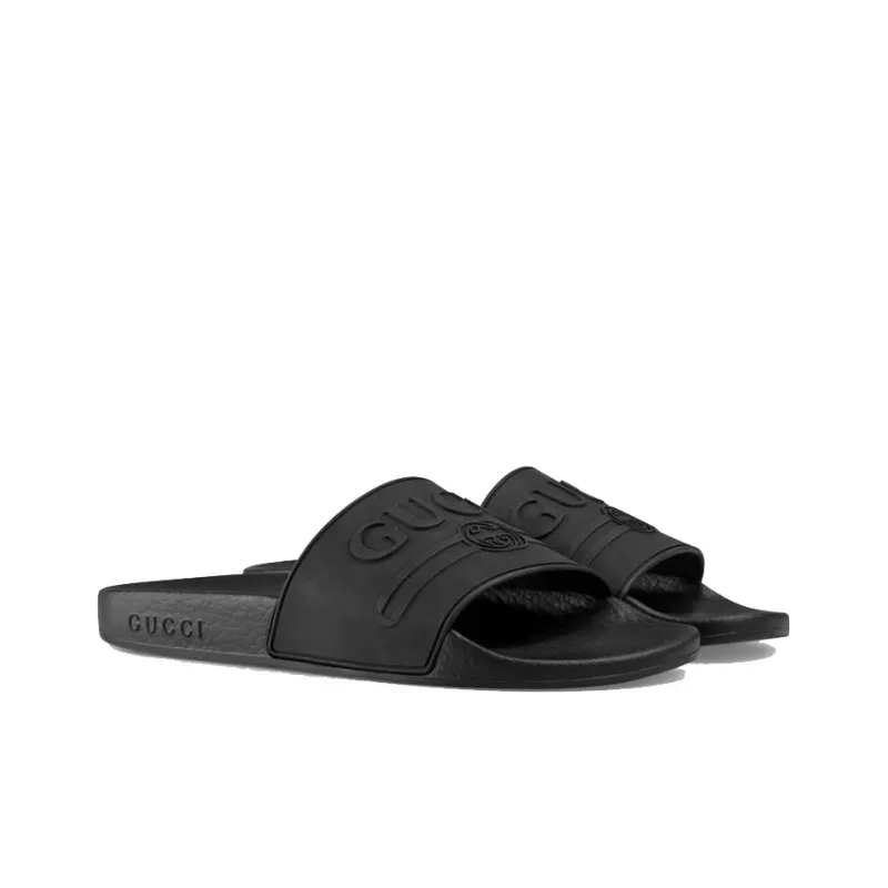 GUCCI Women's Logo Rubber Slide 'Black' Women's-2
