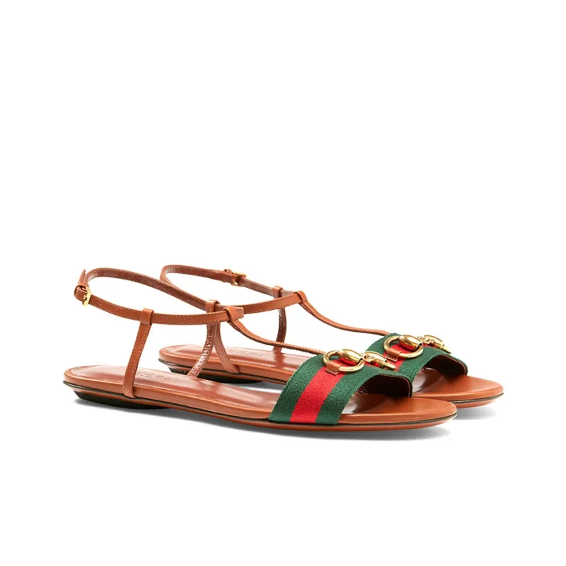 GUCCI Strap Sandals Women's Brown-2