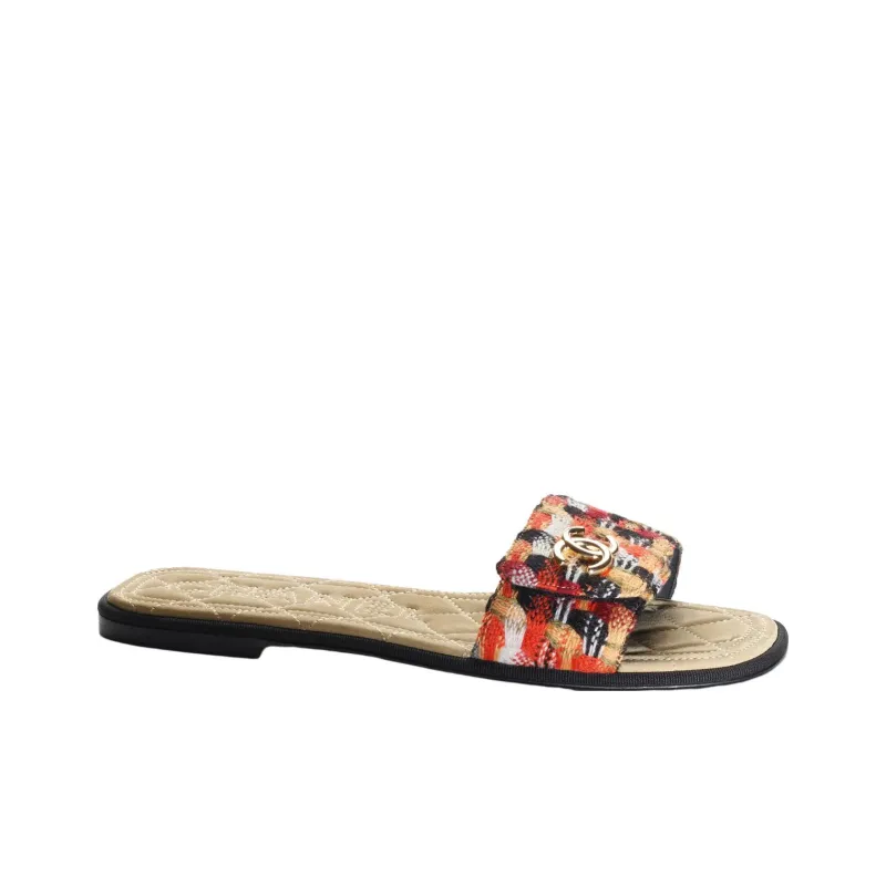 CHANEL Abrasion Resistant Slide Slippers Women's Multicolor-1