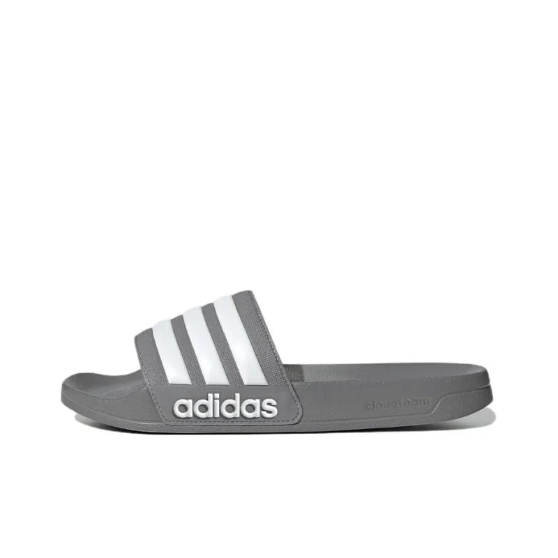 Adidas Adilette Shower Slides Cozy Wear Resistant Unisex Grey Slippers 'Grey White'-0