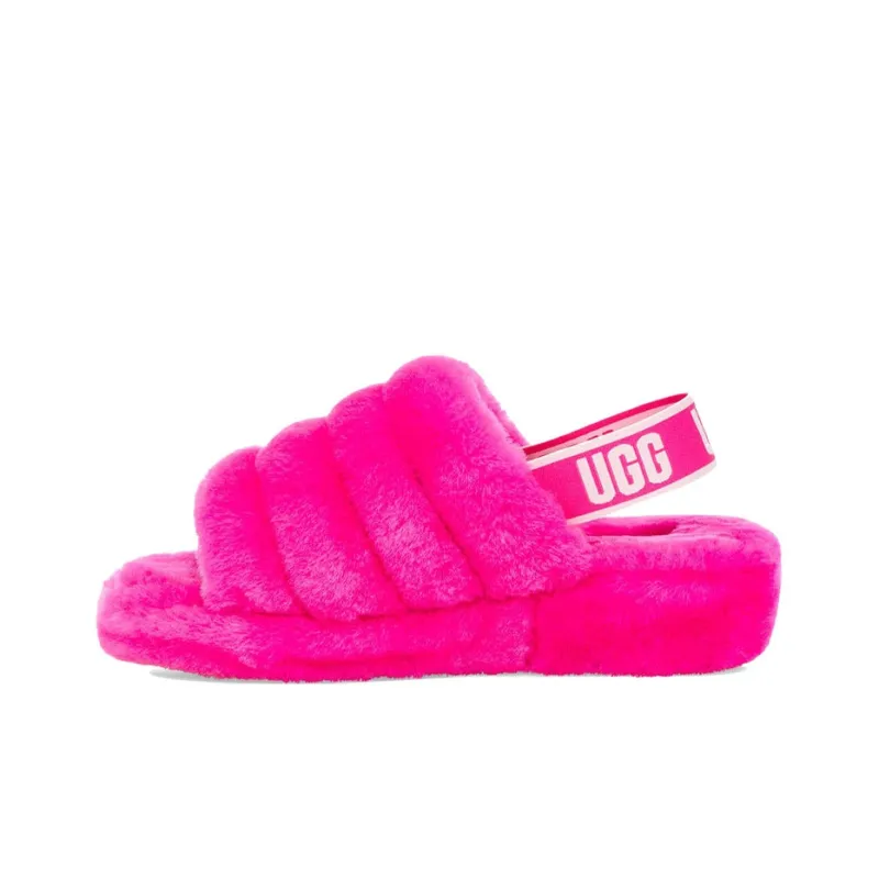 UGG Fluff Yeah Slide Thick Sole Slipper Red Women's-0