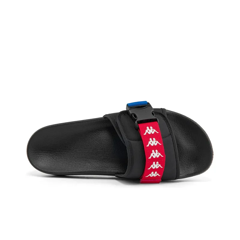 Kappa Slide Slippers Unisex Black/Cherry Red/Sea Medium Blue-3