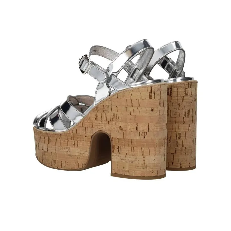 MIU MIU Strap Sandals Women's Silver-2