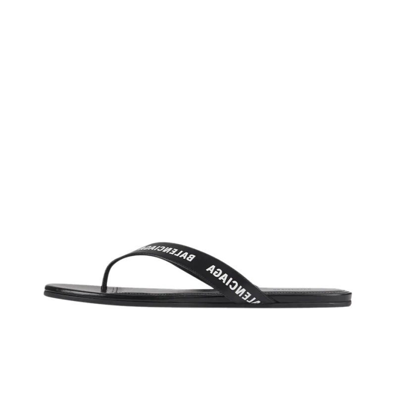 Balenciaga Round Printing Calfskin Sandals Black Women's-0