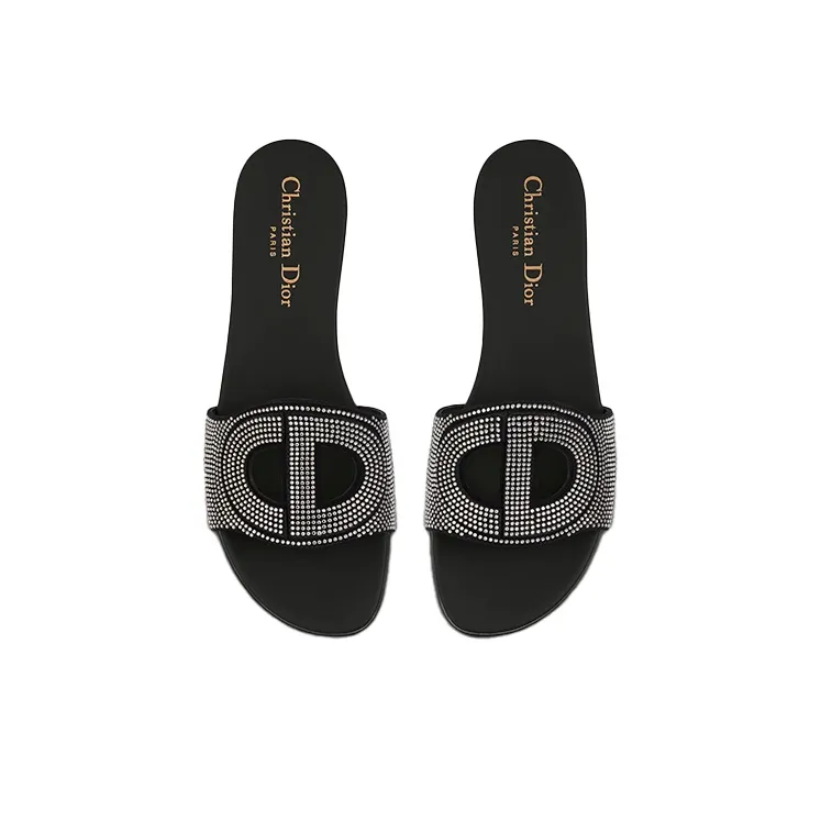DIOR D Club Abrasion Resistant Slide Slippers Women's Black-4