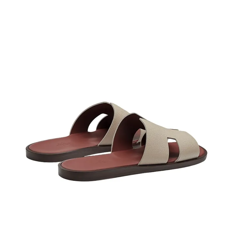 HERMES Izmir Sandal Blanc Gomme Marron Epsom Leather-2