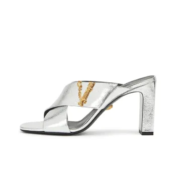 VERSACE Slide Slippers Women's Silver