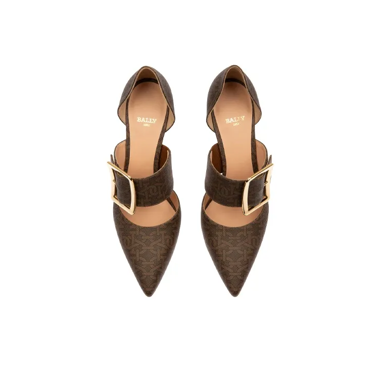 BALLY Tpu Slim Heel High Heels Women's Brown-2