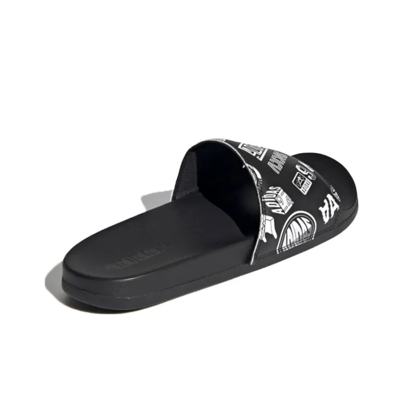 Adilette Adidas Comfort Slide 'All Over Logos Black'-3