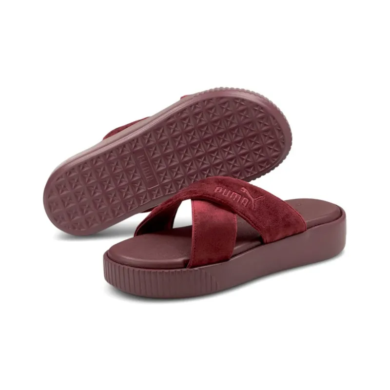 PUMA Platform Velvet Sippers Red Women's-2