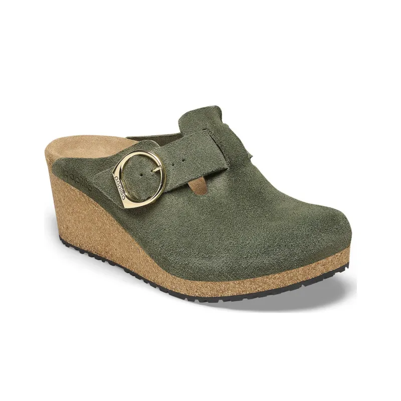 Birkenstock Rubber Sole Slip-Resistant Wrap-toe Slippers Unisex Green Narrow Fit-1