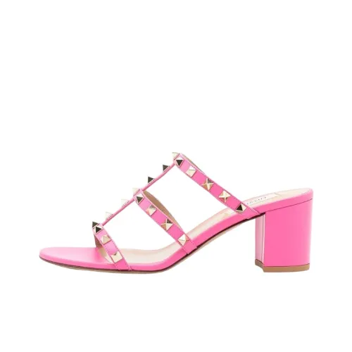 Valentino Rockstud Slide Slippers Women's Pink