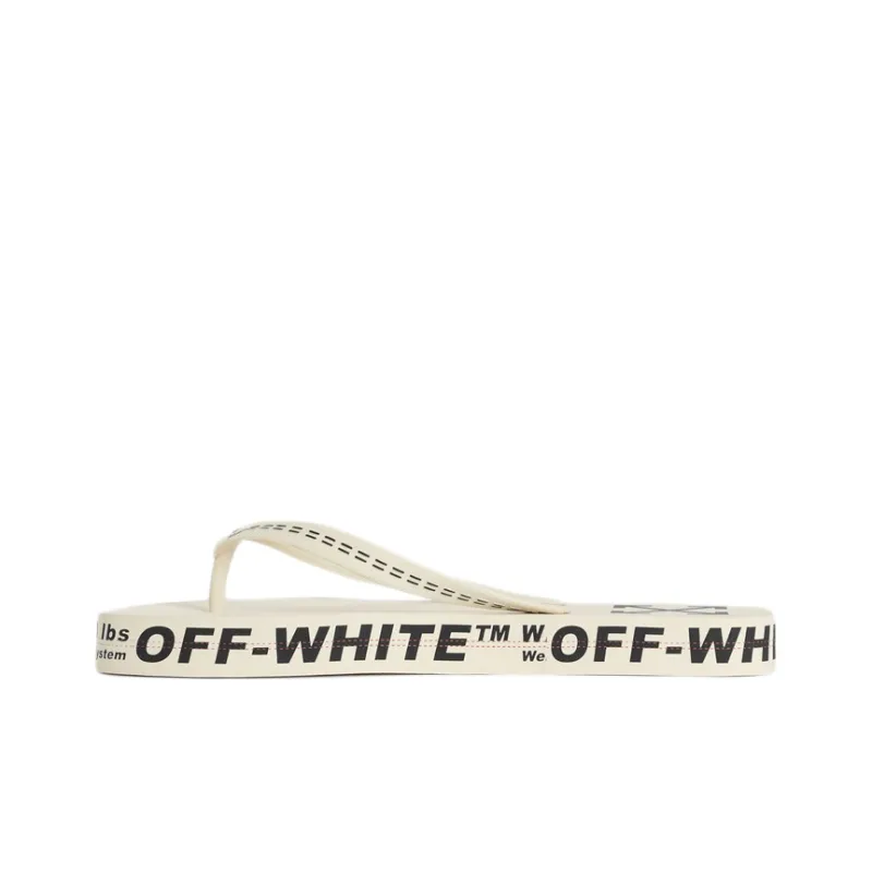 OFF WHITE Beach Alphabet Thick Sole White Flip Flops-0