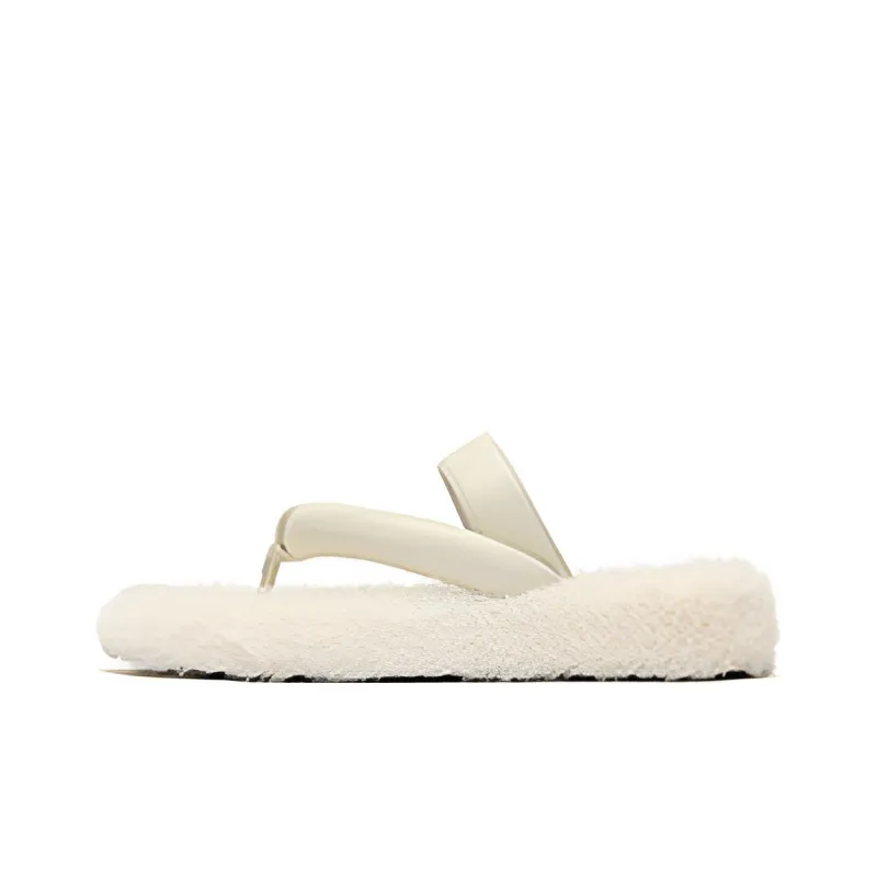 DAPHNE LAB Korean-Style Laid-Back Style Minimalist Style Low-Key Versatile Fashion Fleece Sandals Women's-3