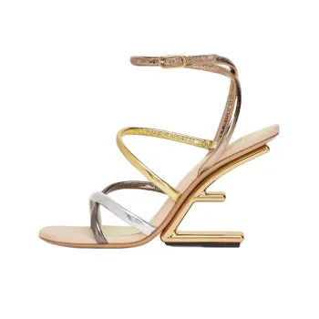 FENDI First One Strap Sandals Women's Gold And Silver