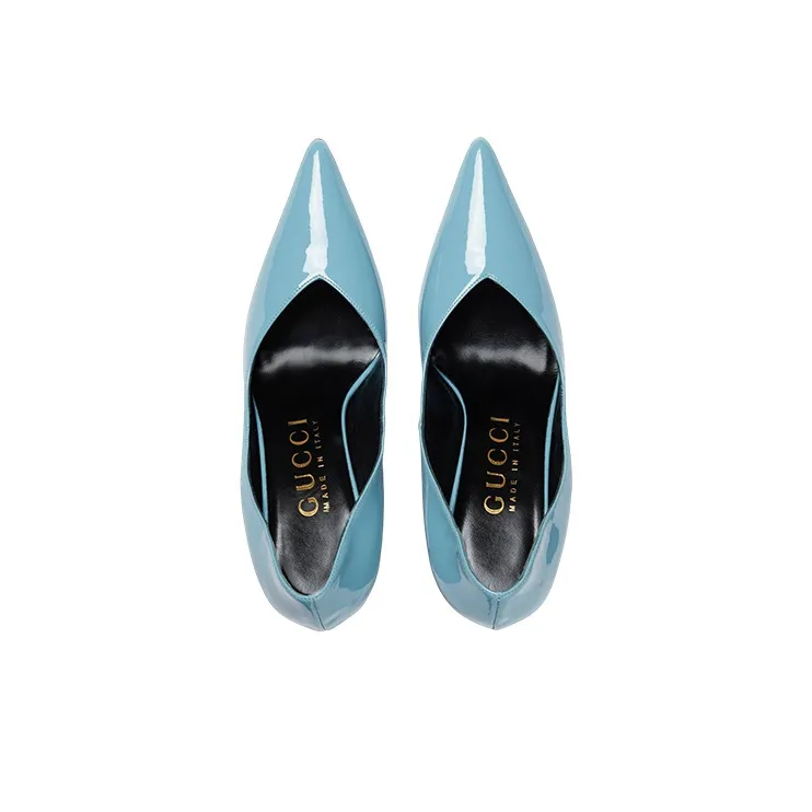 GUCCI Slim Heel High Heels 8.5cm Women's Light Blue-3