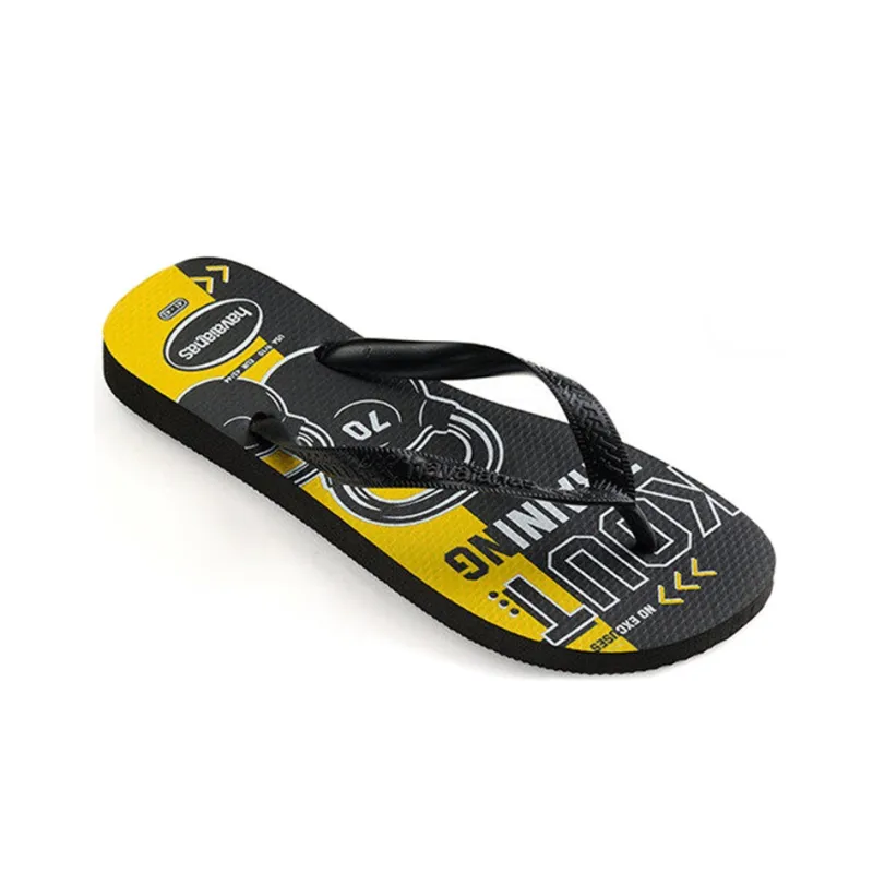 Havaianas Top Athletic Beach Flip Flops Men's Black Yellow-1