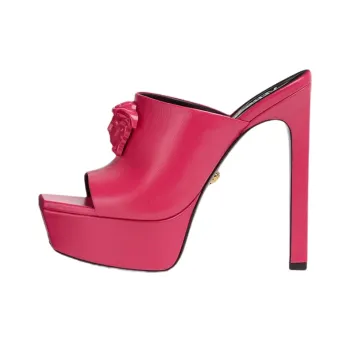 VERSACE La Medusa Slide Slippers Women's Rose Red