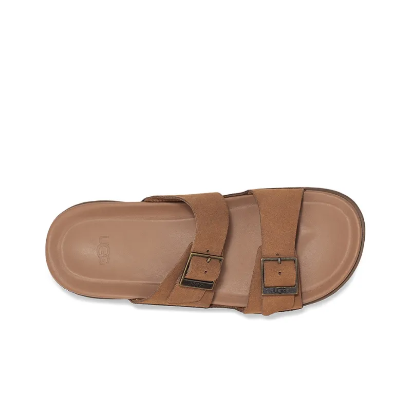 UGG Wainscott Buckle Slide Rubber Sole Slide Slippers Men's Chestnut-2