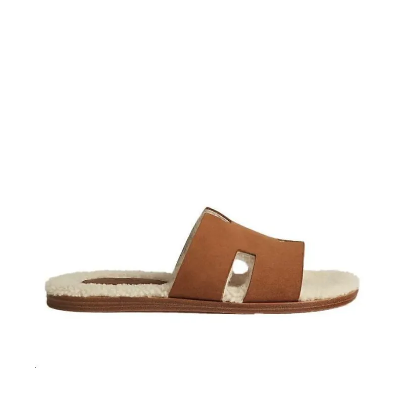 HERMES Izmir Slide Slippers Women's Brown-1
