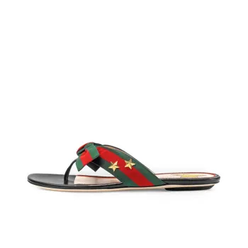 GUCCI Women's Web Bow Accent G Thong Sandal 'Black' Women's