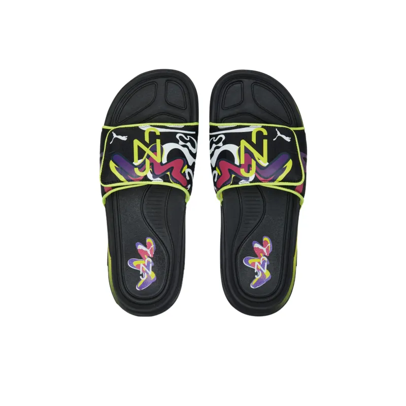 PUMA Neymar Jr Dream Nitro Sports Slippers Black Green-3