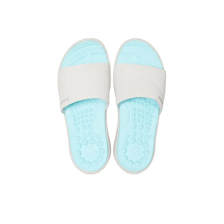 Crocs Slide Slippers Women's Light Blue/White-4