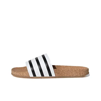 Adidas Adilette Slides Cork White Black Women's