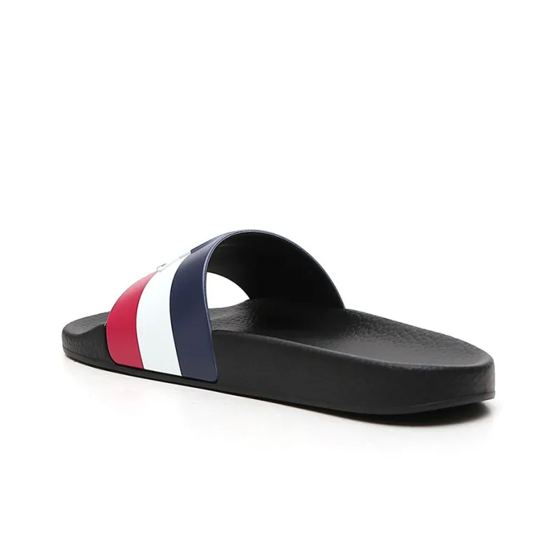 Moncler Basile Pool Slides Black Tricolour-3