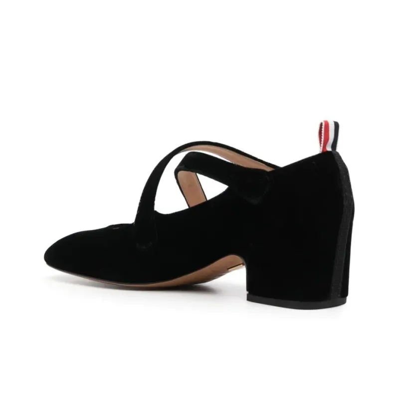 THOM BROWNE 40mm Velvet Block-heel Sandals-3