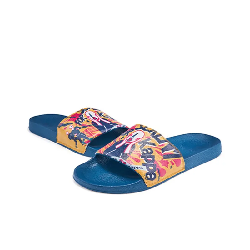 Kappa Slide Slippers Unisex Jade Blue/Black/Magenta/Corn Yellow/-2
