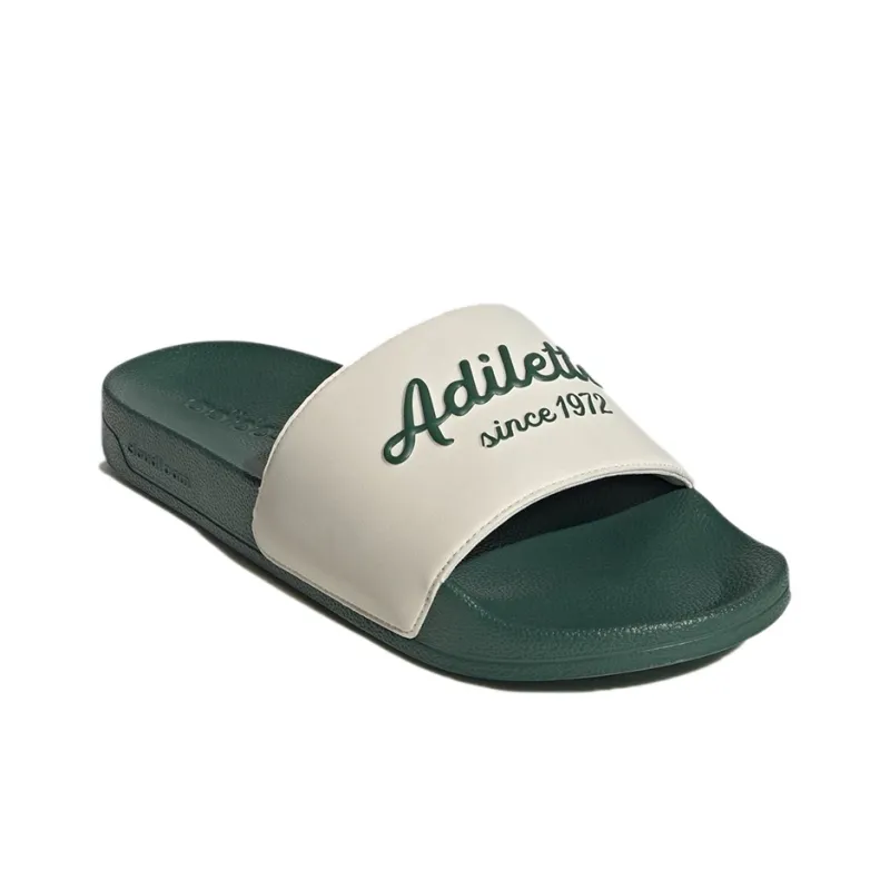 Adidas Adilette Shower Slides Wonder White Collegiate Green-2