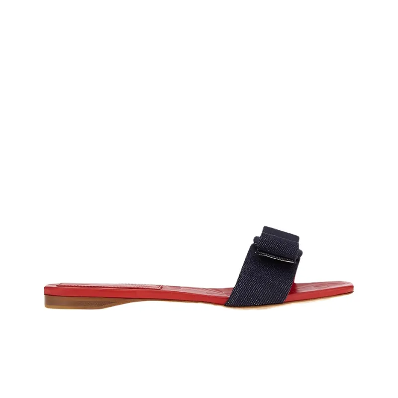 FERRAGAMO Viva Odor Resistant Slide Slippers Women's Blue-1