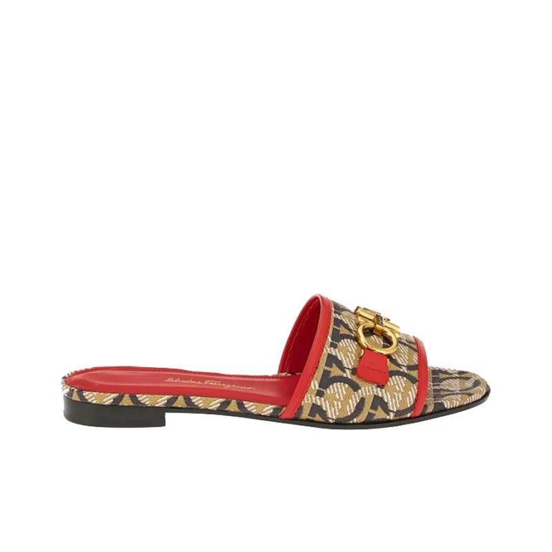 FERRAGAMO GANCINI Stylish Sandals Women's Brown Red-1