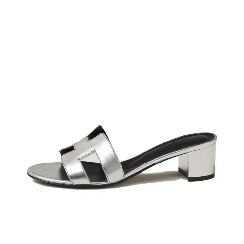 HERMES Oasis Slide Slippers Women's Silver