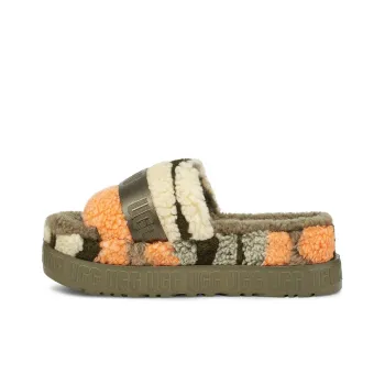UGG Fluffita Cali Collage Slipper Olive Green Women's