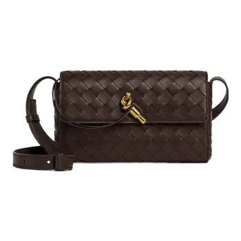 Bottega Veneta Lambskin Shoulder Bag, Crossbody Bag Mini Women's Dark Brown