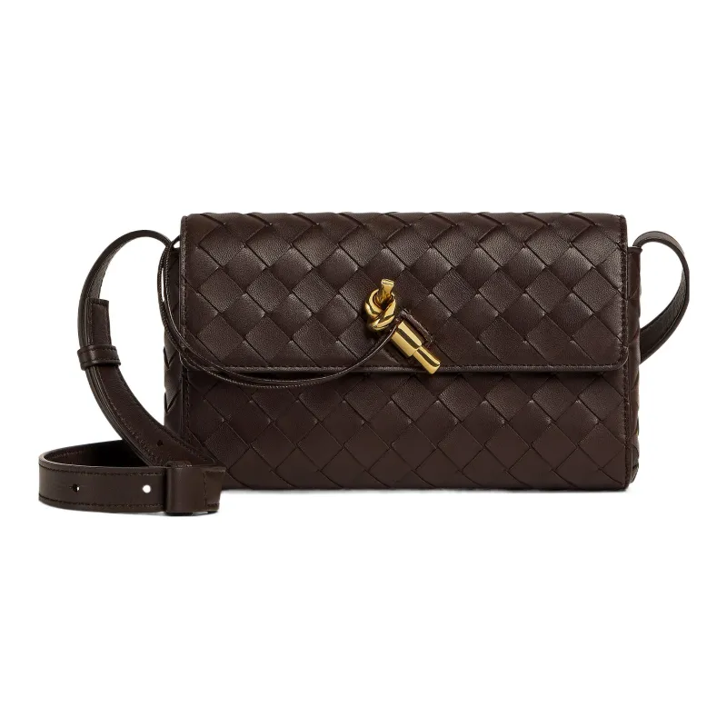 Bottega Veneta Lambskin Shoulder Bag, Crossbody Bag Mini Women's Dark Brown-0