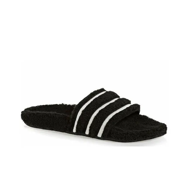 Adilette Women's Adidas Slide 'Black Teddy Fleece' Women's-3