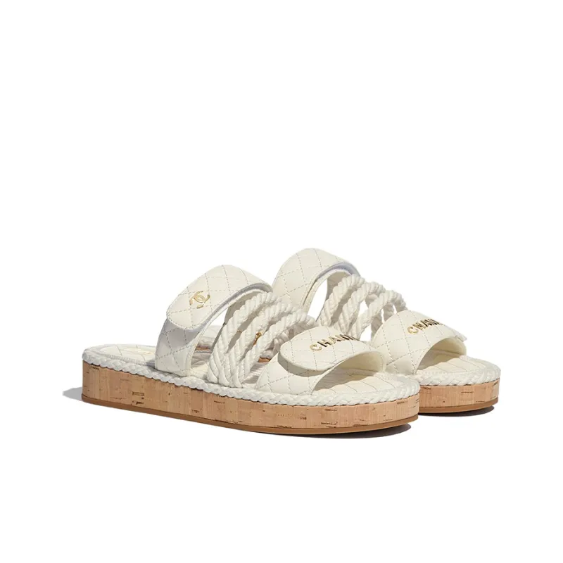 CHANEL Slide Slippers Women's Ivory-2
