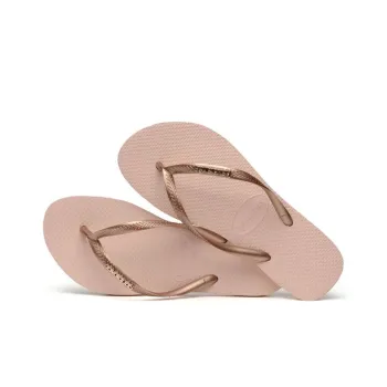 Havaianas Slim Logo Metallic Stylish Sandals Women's Rose Gold
