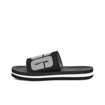 UGG Zuma Metallic Graphic Black Slippers Women's