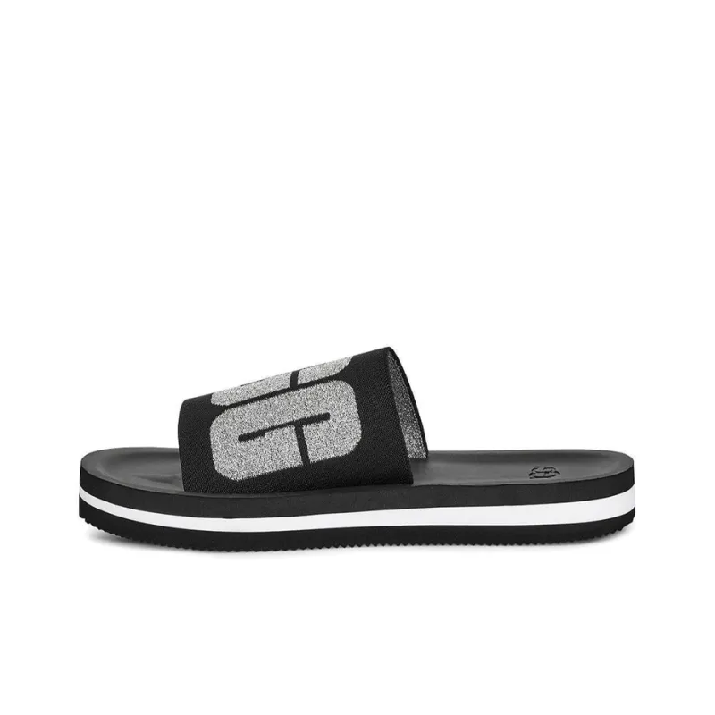 UGG Zuma Metallic Graphic Black Slippers Women's-0